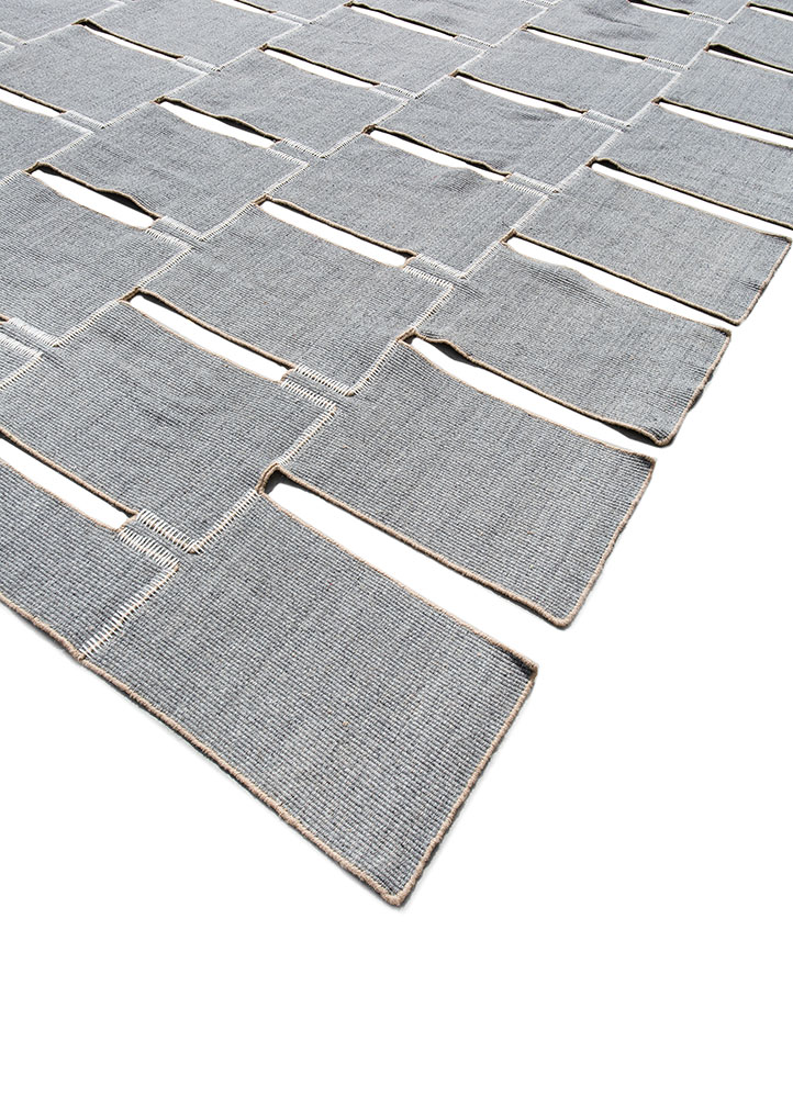 façade grey and black wool flat weaves Rug - FloorShot