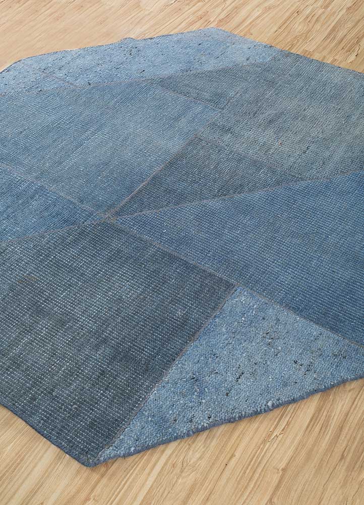 provenance blue wool hand knotted Rug - FloorShot
