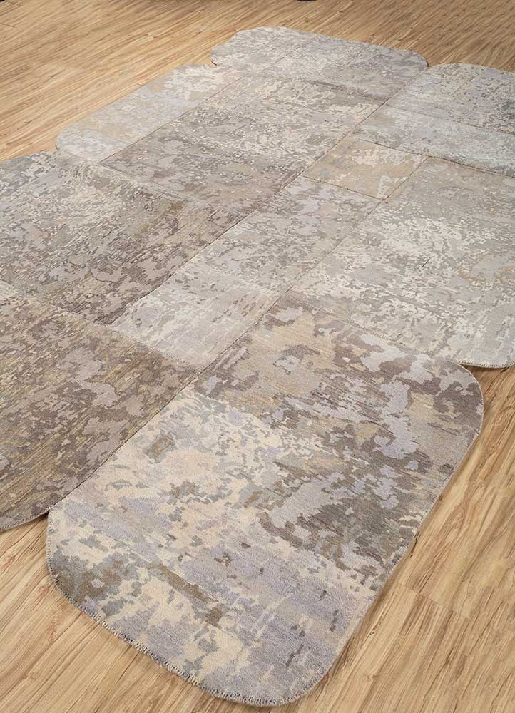 provenance beige and brown wool hand knotted Rug - FloorShot