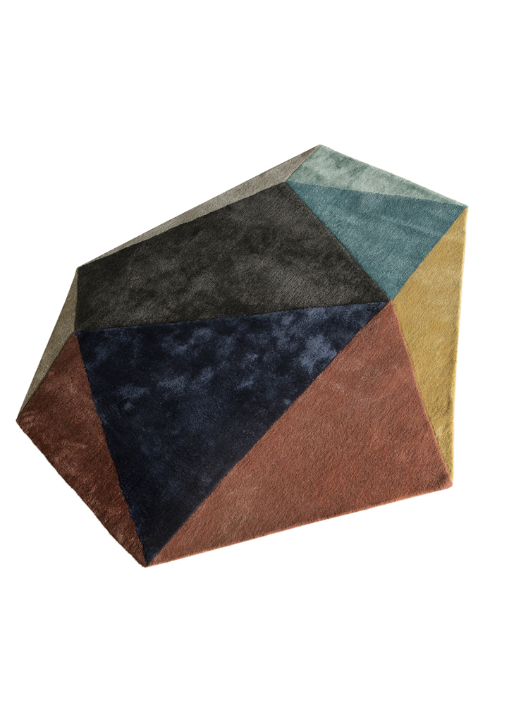 come around blue wool and viscose hand tufted Rug - FloorShot