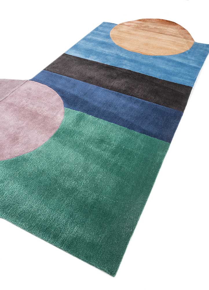 come around blue wool and viscose hand tufted Rug - FloorShot