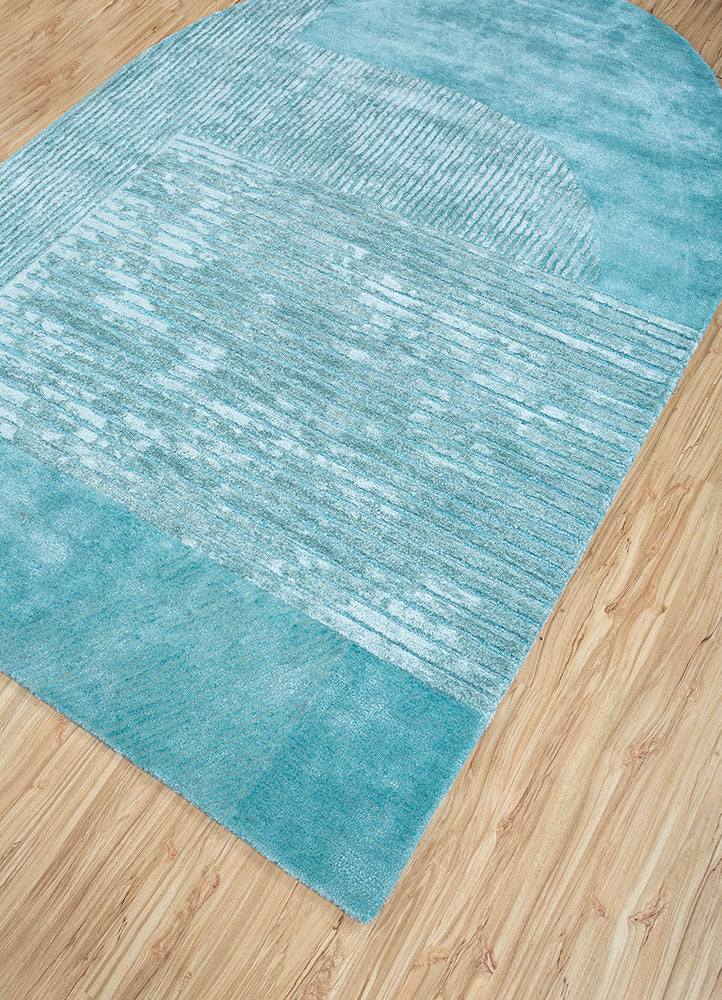 come around blue wool and viscose hand tufted Rug - FloorShot