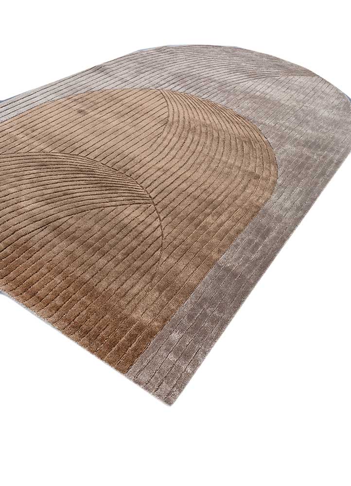 come around beige and brown wool and viscose hand tufted Rug - FloorShot