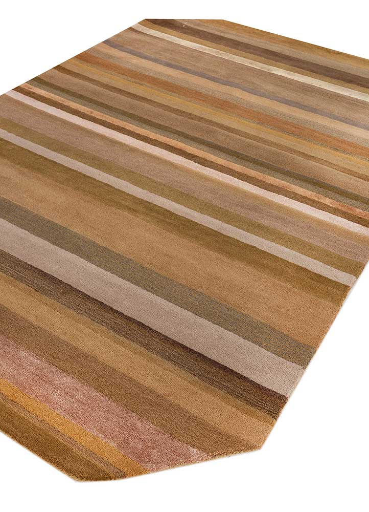 come around beige and brown wool and viscose hand tufted Rug - FloorShot