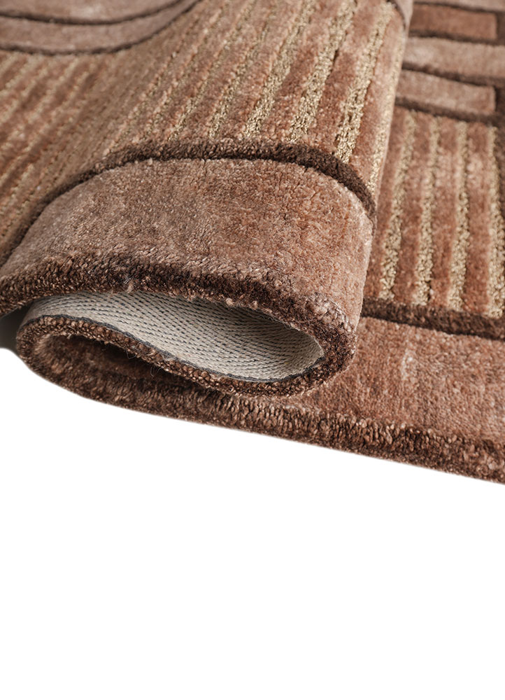 caliedo beige and brown bamboo silk and zari hand tufted Rug - FloorShot