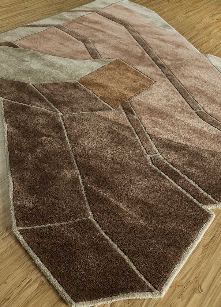 archetype beige and brown wool and viscose hand tufted Rug - FloorShot