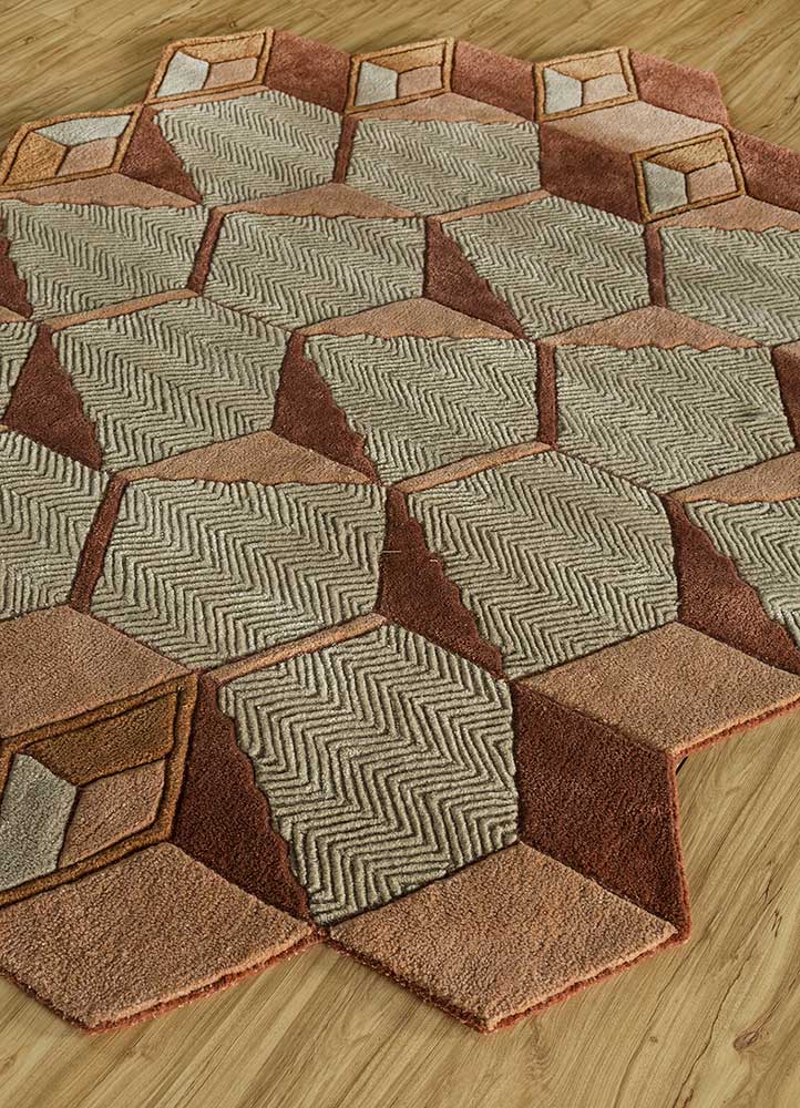 archetype beige and brown wool and viscose hand tufted Rug - FloorShot