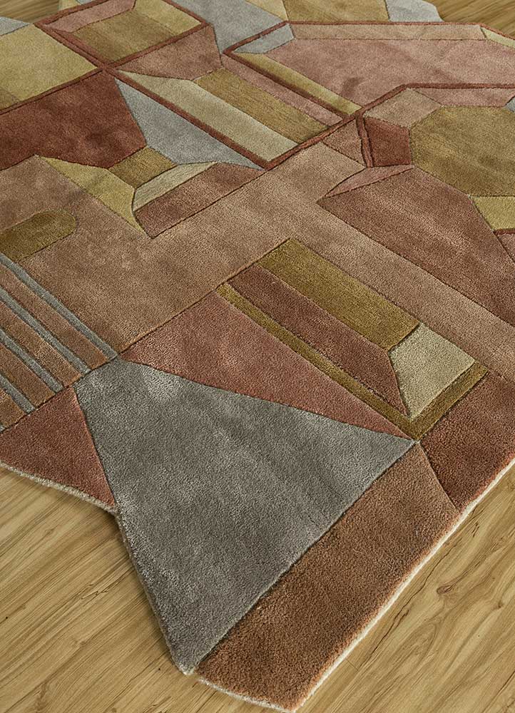 archetype beige and brown wool and viscose hand tufted Rug - FloorShot