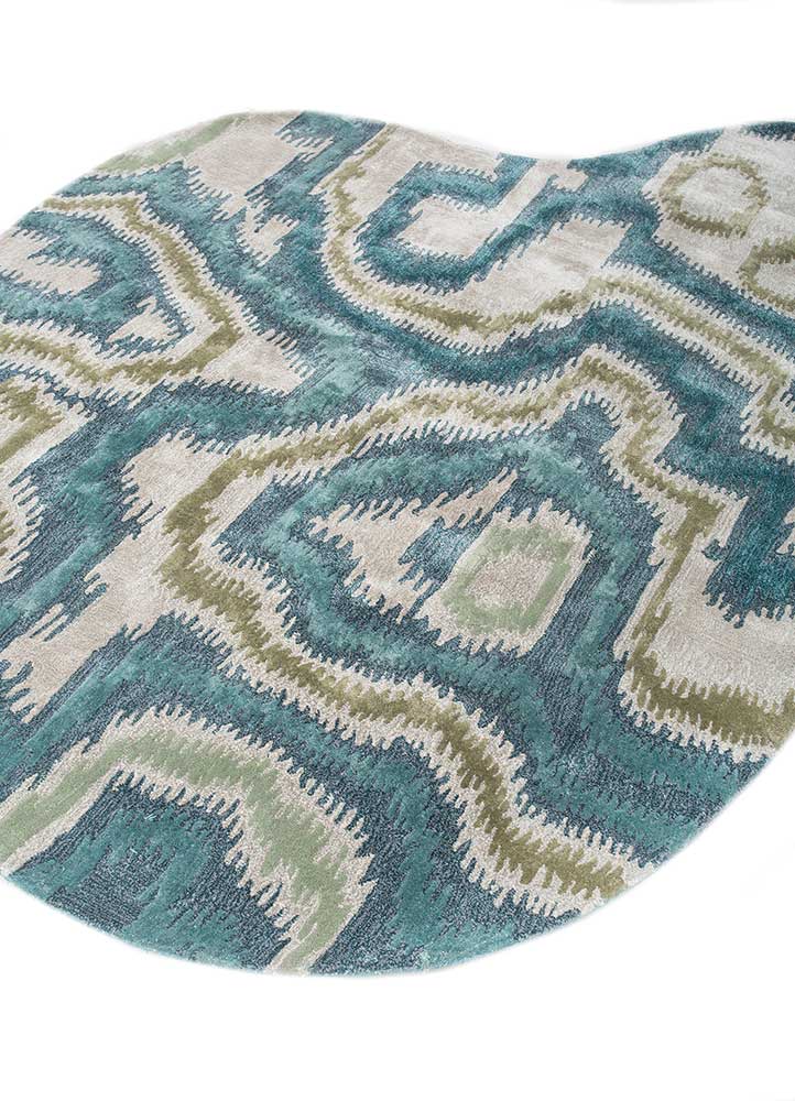mythos blue viscose hand tufted Rug - FloorShot