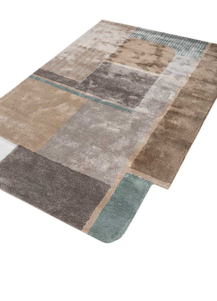 come around grey and black viscose hand tufted Rug - FloorShot