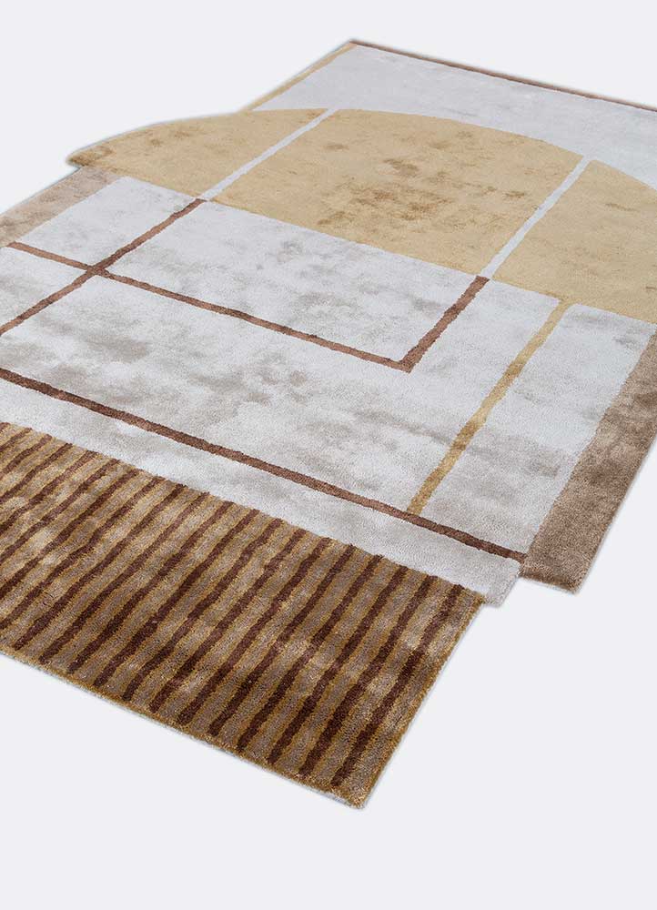 come around beige and brown viscose hand tufted Rug - FloorShot