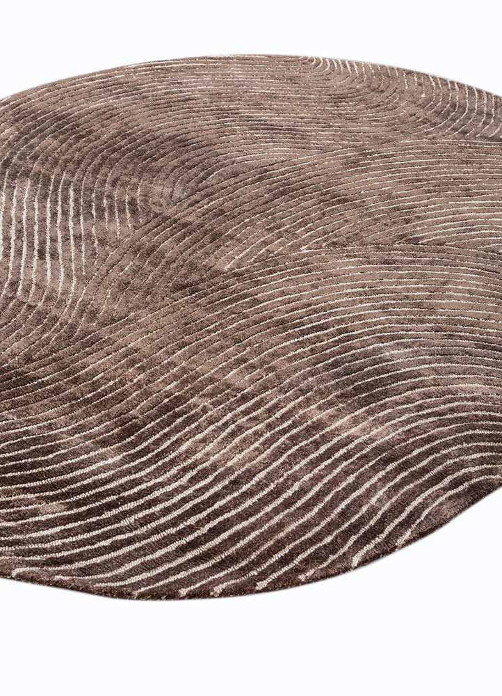 cera beige and brown viscose hand tufted Rug - FloorShot