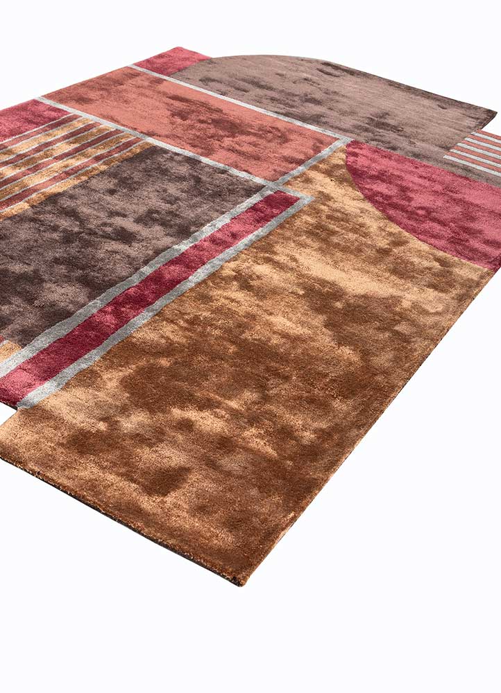 come around beige and brown viscose hand tufted Rug - FloorShot