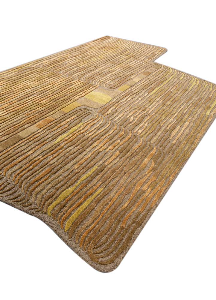 lucid beige and brown wool and viscose hand tufted Rug - FloorShot