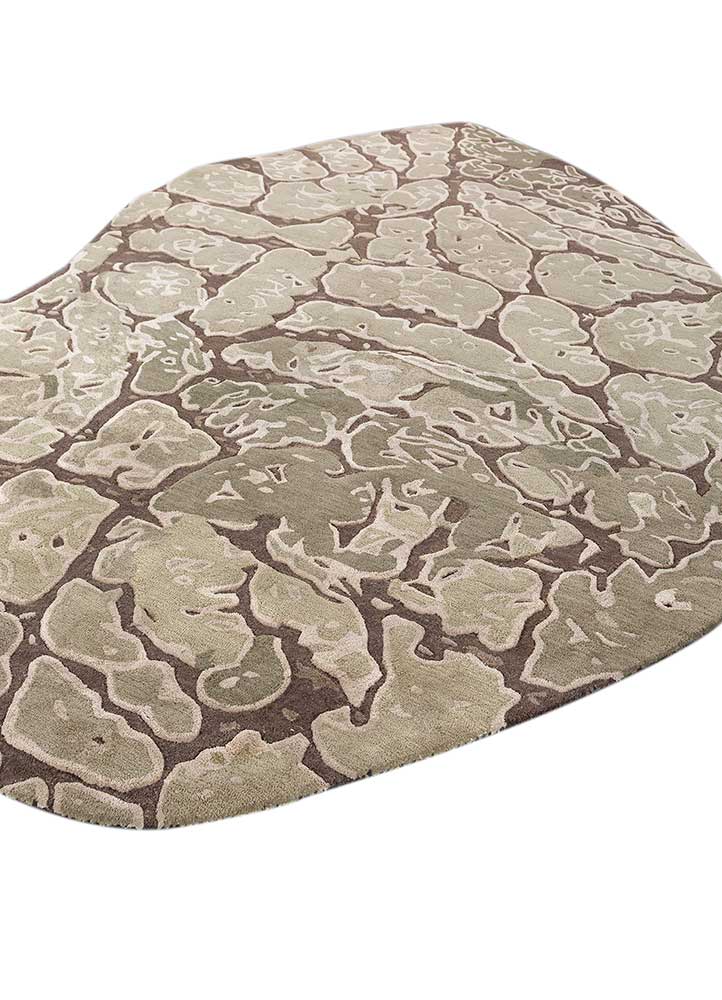 infini beige and brown wool and viscose hand tufted Rug - FloorShot
