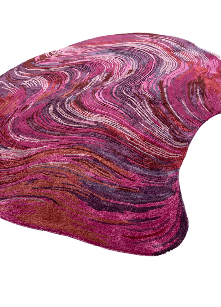 infini pink and purple wool and viscose hand tufted Rug - FloorShot