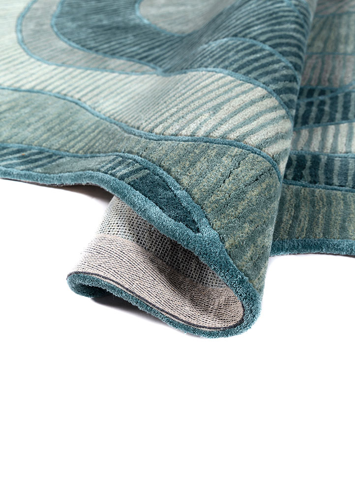 adrift blue wool and viscose hand tufted Rug - FloorShot