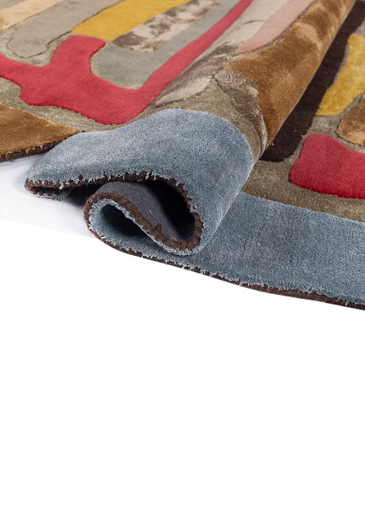 joy beige and brown wool and viscose hand tufted Rug - FloorShot