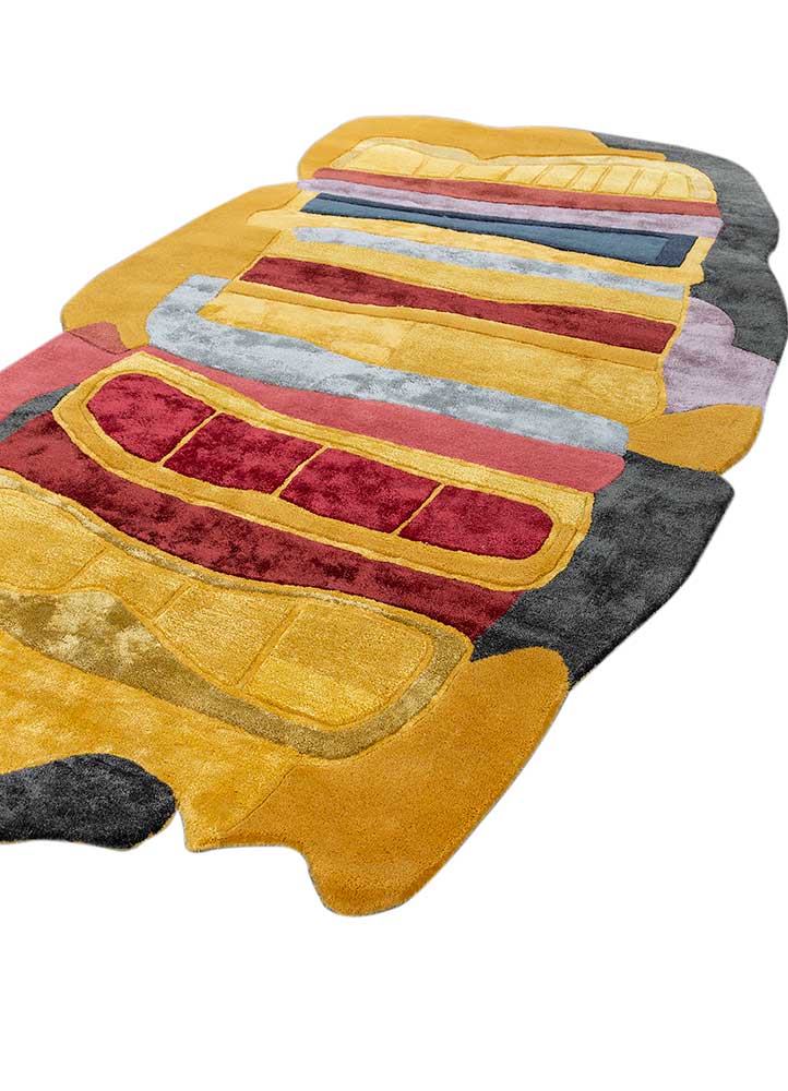 joy gold wool and viscose hand tufted Rug - FloorShot