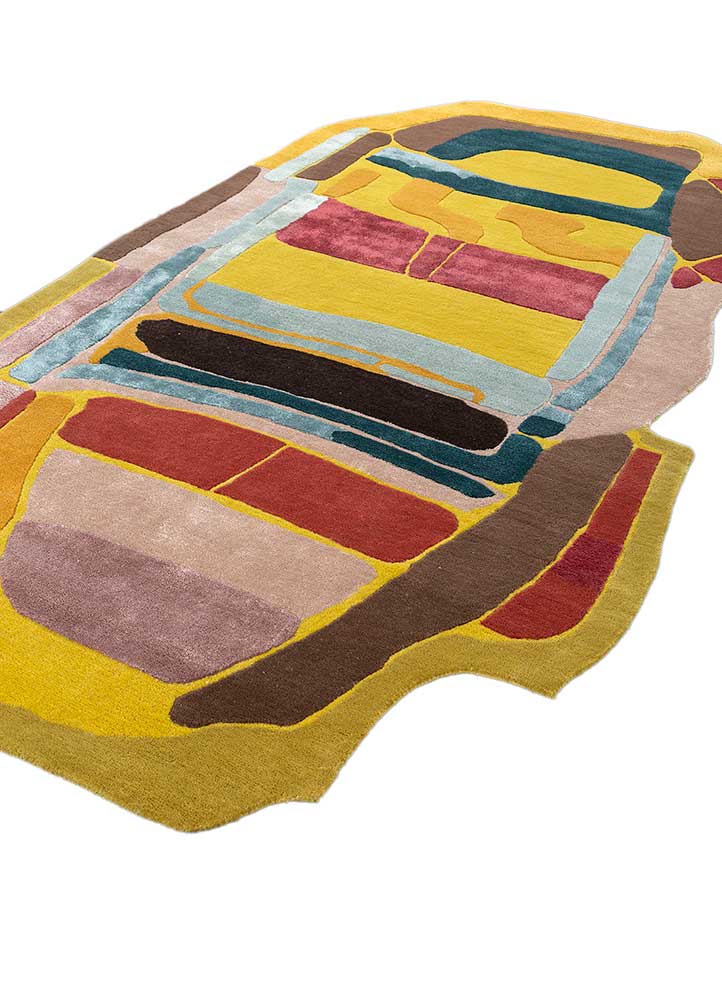 joy gold wool and viscose hand tufted Rug - FloorShot