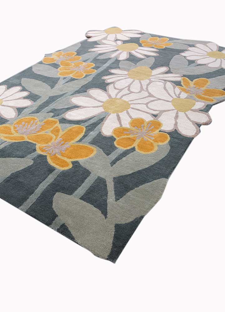 hacienda blue wool hand tufted Rug - FloorShot