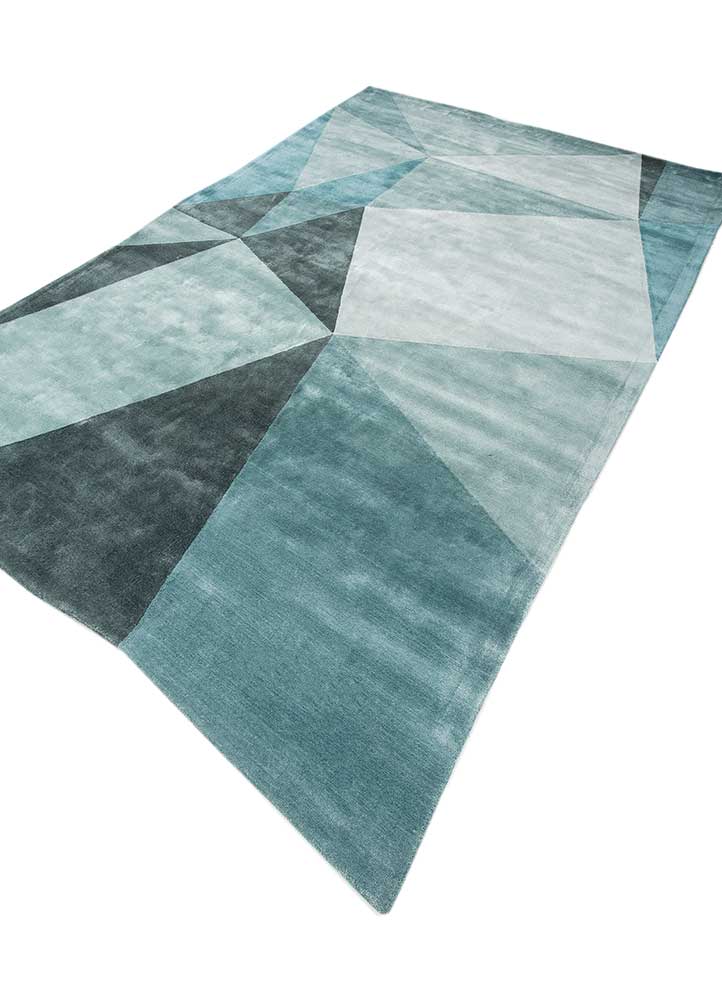 come around blue viscose hand tufted Rug - FloorShot