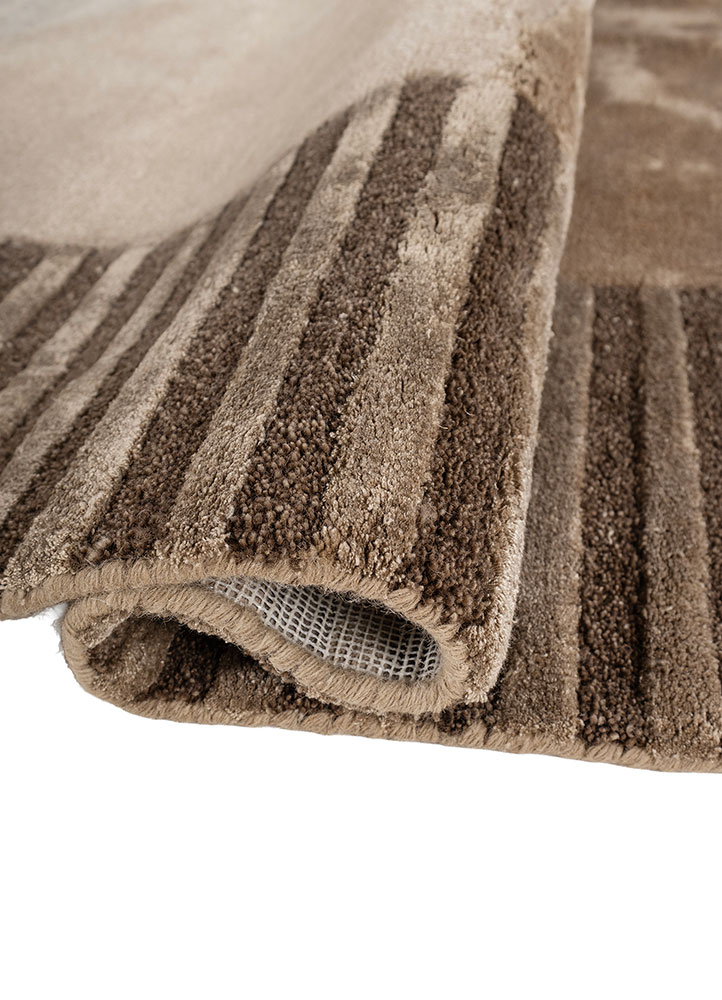 come around beige and brown wool and viscose hand tufted Rug - FloorShot