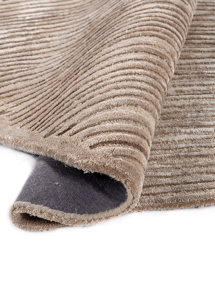 infini beige and brown wool and viscose hand tufted Rug - FloorShot