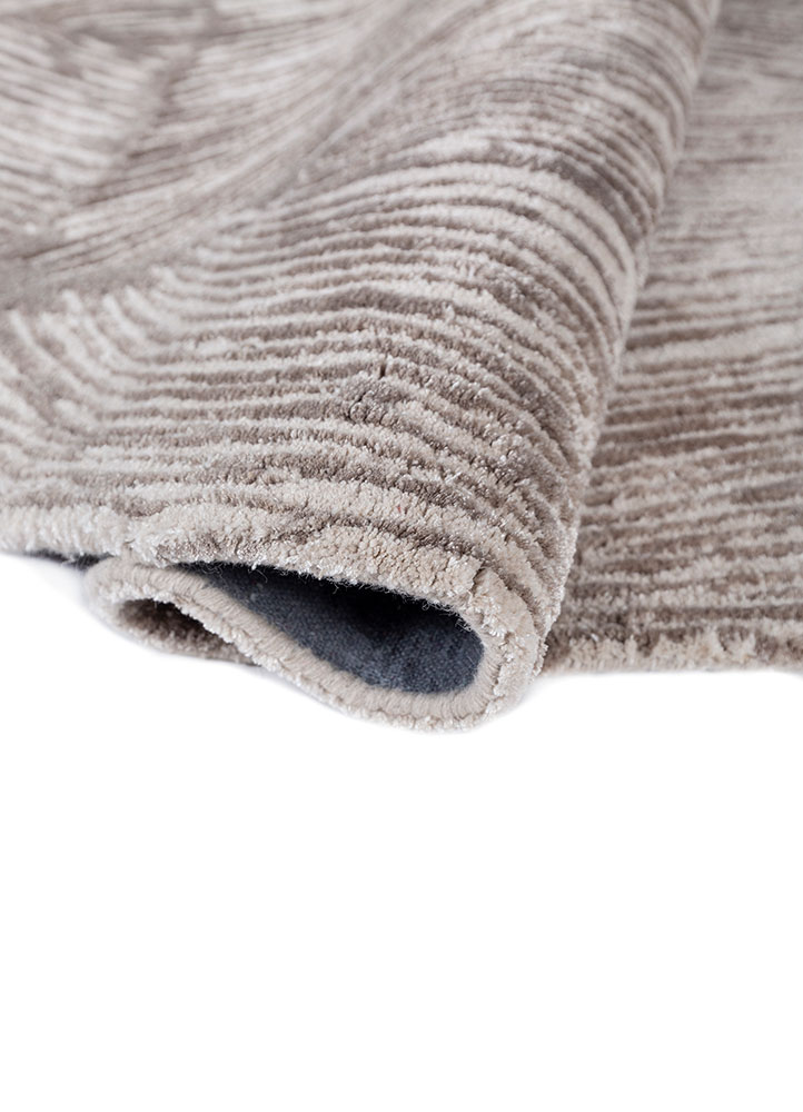 infini beige and brown wool and viscose hand tufted Rug - FloorShot