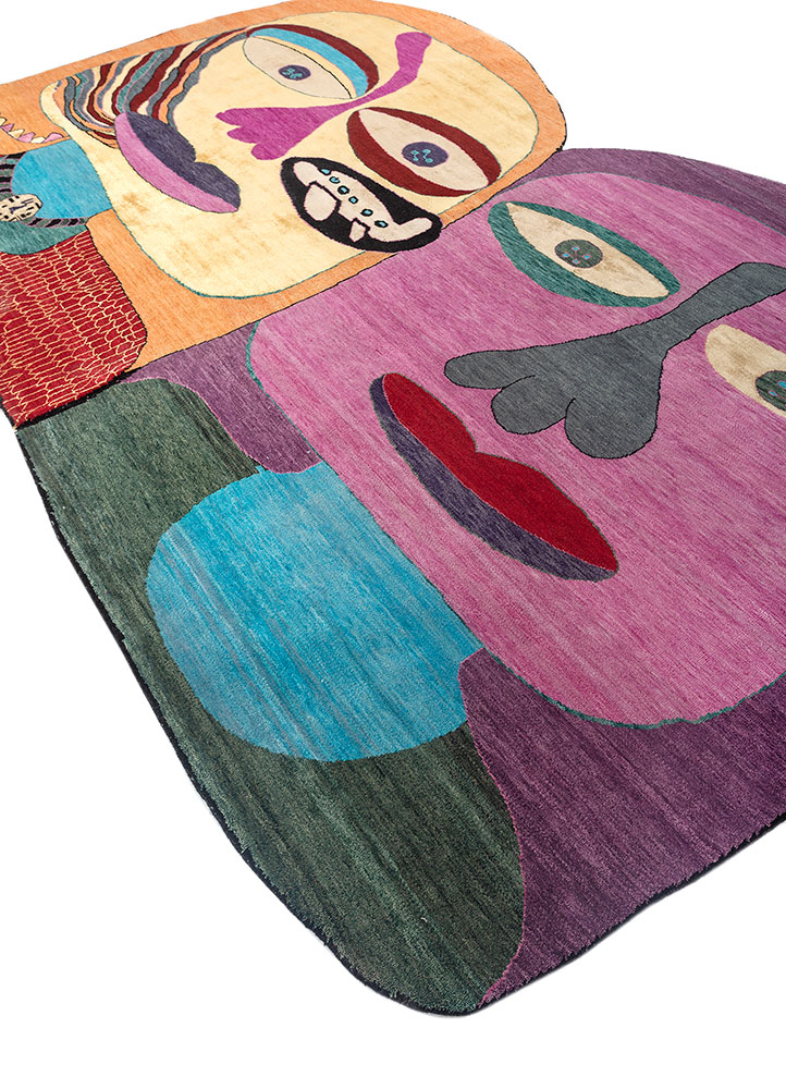 dreamers pink and purple wool and bamboo silk hand knotted WALL ART & TAPESTRY - FloorShot