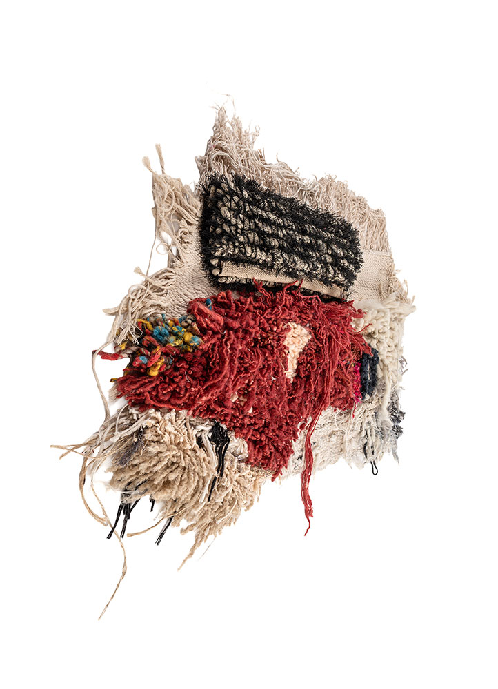 exposed spine red and orange wool and silk wall art WALL ART & TAPESTRY - FloorShot