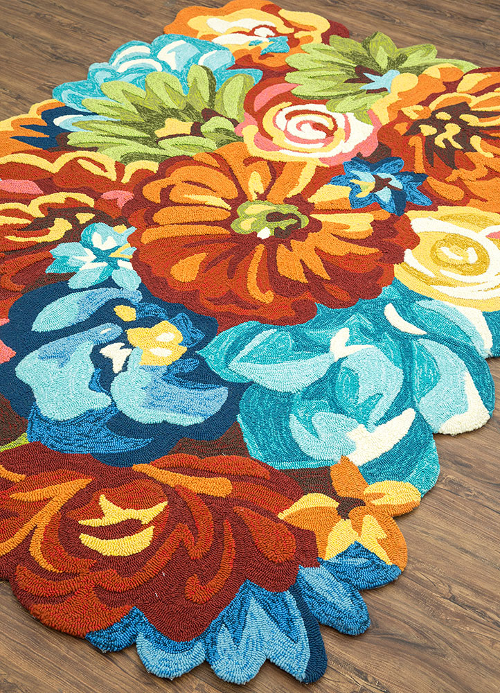 hacienda red and orange polyester hand tufted Rug - FloorShot