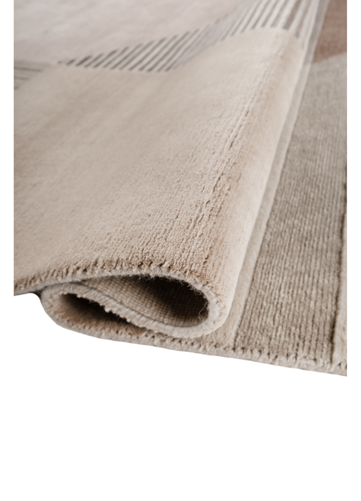 blythe beige and brown wool hand knotted Rug - FloorShot