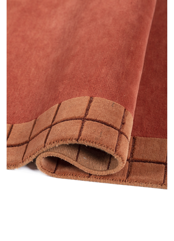 sthir red and orange wool hand knotted Rug - FloorShot