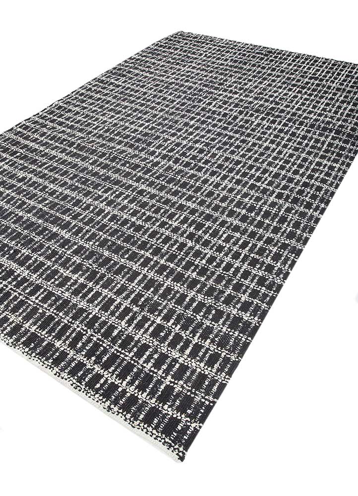 atelier grey and black wool and silk flat weaves Rug - FloorShot