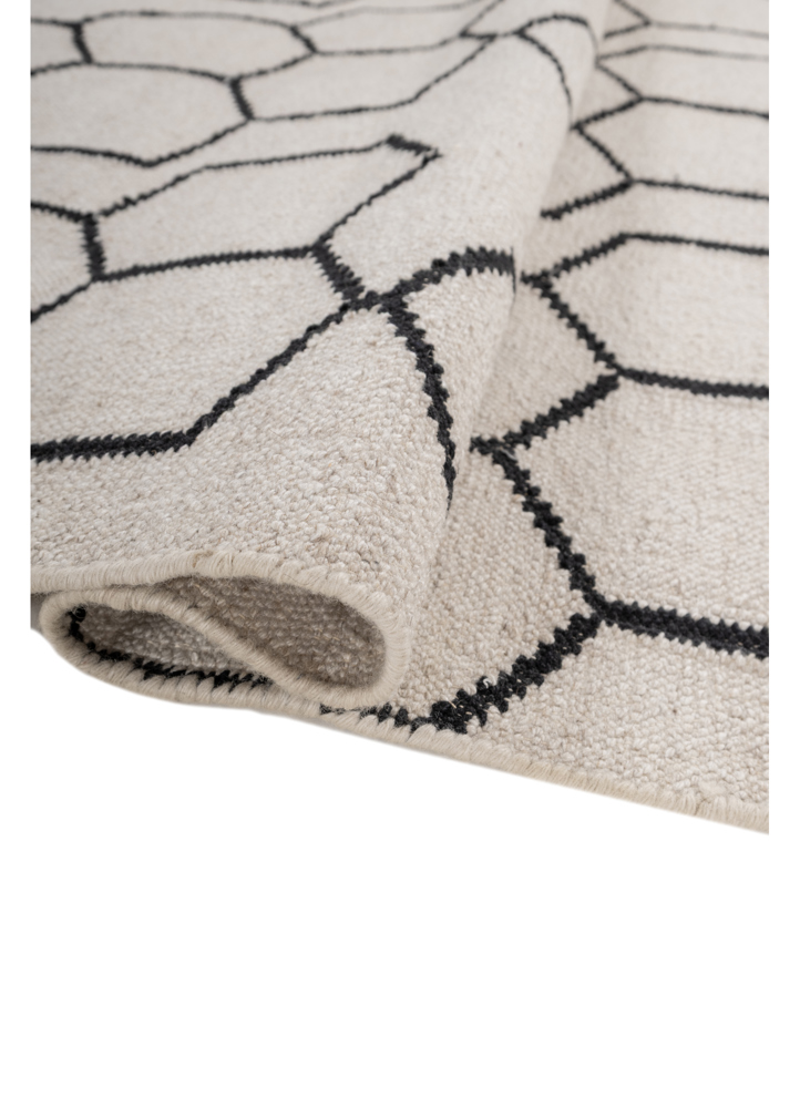 indusbar grey and black wool flat weaves Rug - FloorShot