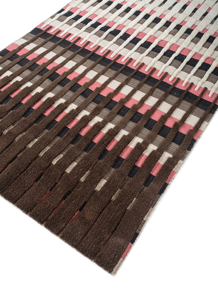 indusbar beige and brown wool flat weaves Rug - FloorShot