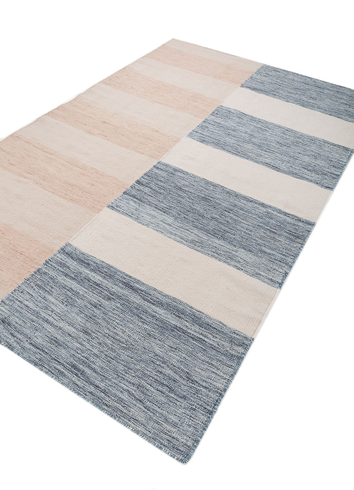 checkers red and orange wool flat weaves Rug - FloorShot