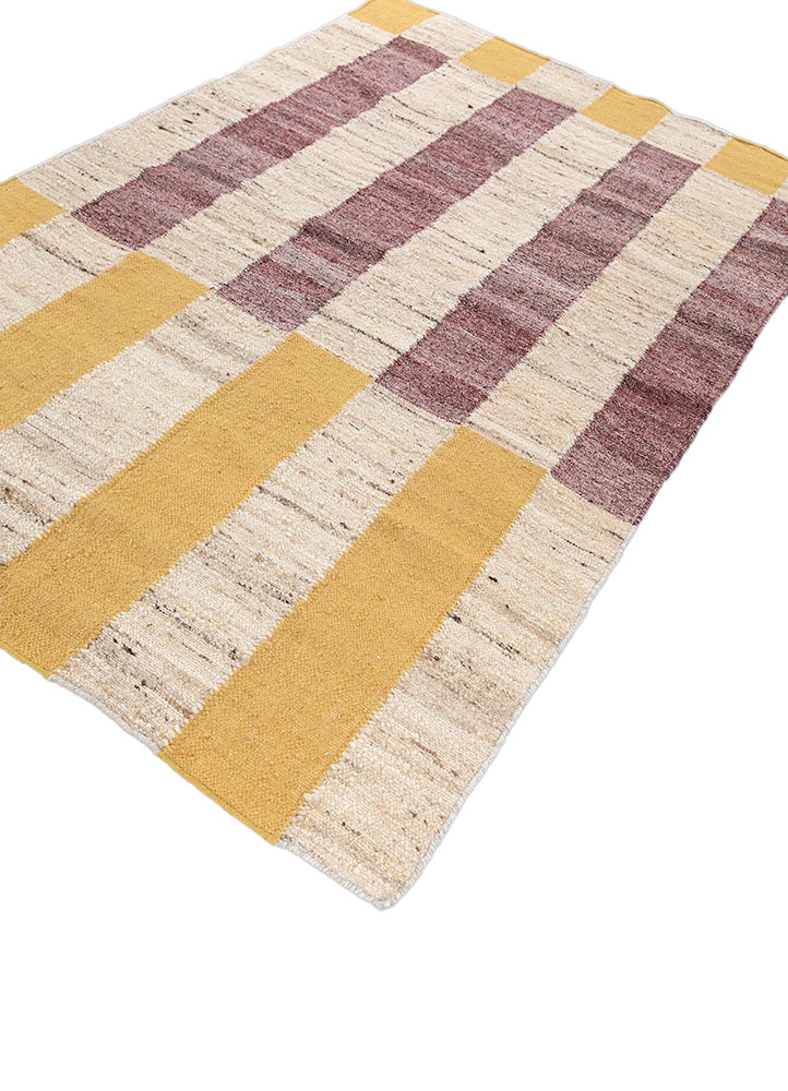 checkers ivory wool flat weaves Rug - FloorShot