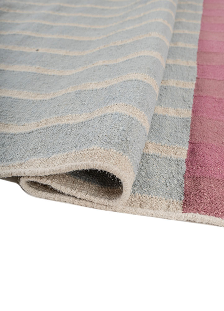 checkers blue wool flat weaves Rug - FloorShot