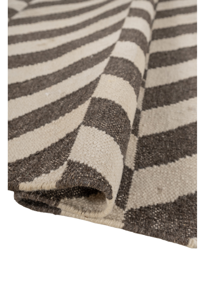 indusbar grey and black wool flat weaves Rug - FloorShot