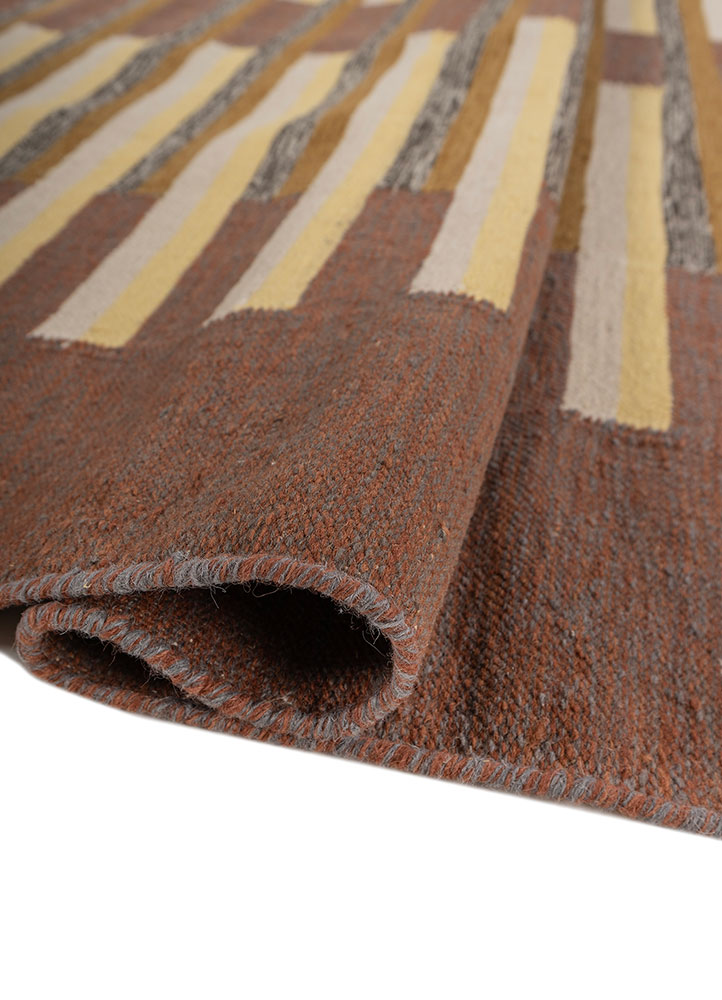 indusbar red and orange wool flat weaves Rug - FloorShot