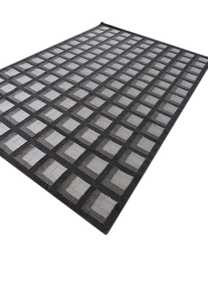 checkers blue wool flat weaves Rug - FloorShot