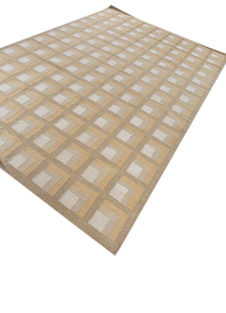 checkers gold wool flat weaves Rug - FloorShot
