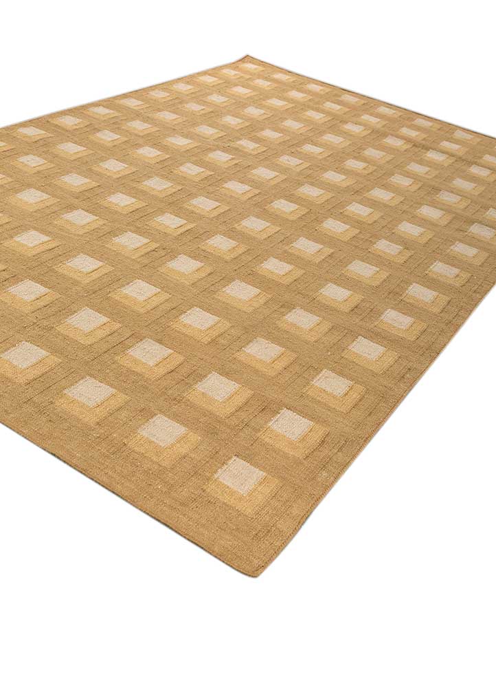 checkers gold wool flat weaves Rug - FloorShot