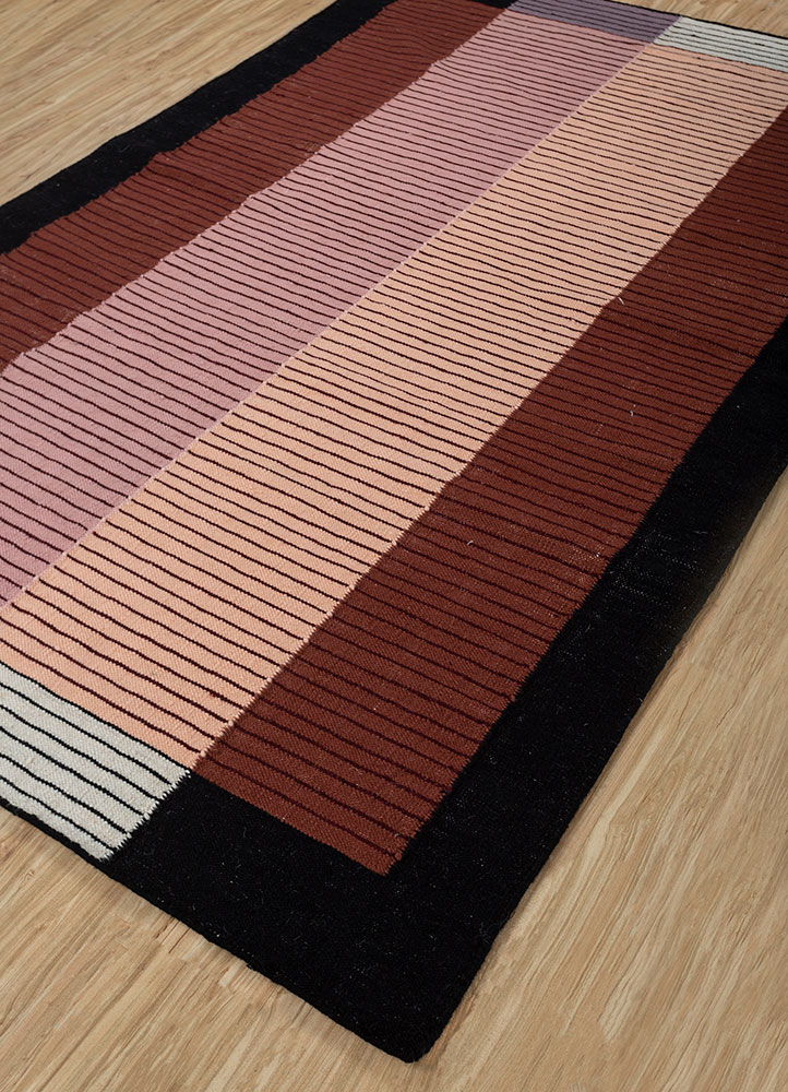 checkers red and orange wool flat weaves Rug - FloorShot