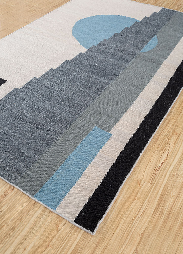 checkers ivory wool flat weaves Rug - FloorShot