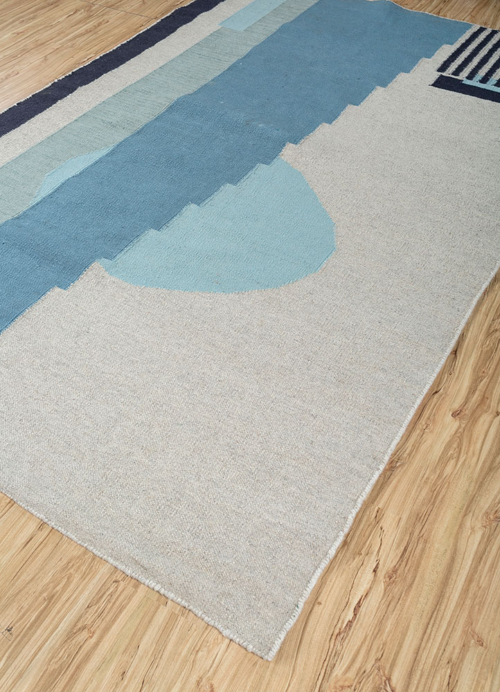 checkers green wool flat weaves Rug - FloorShot