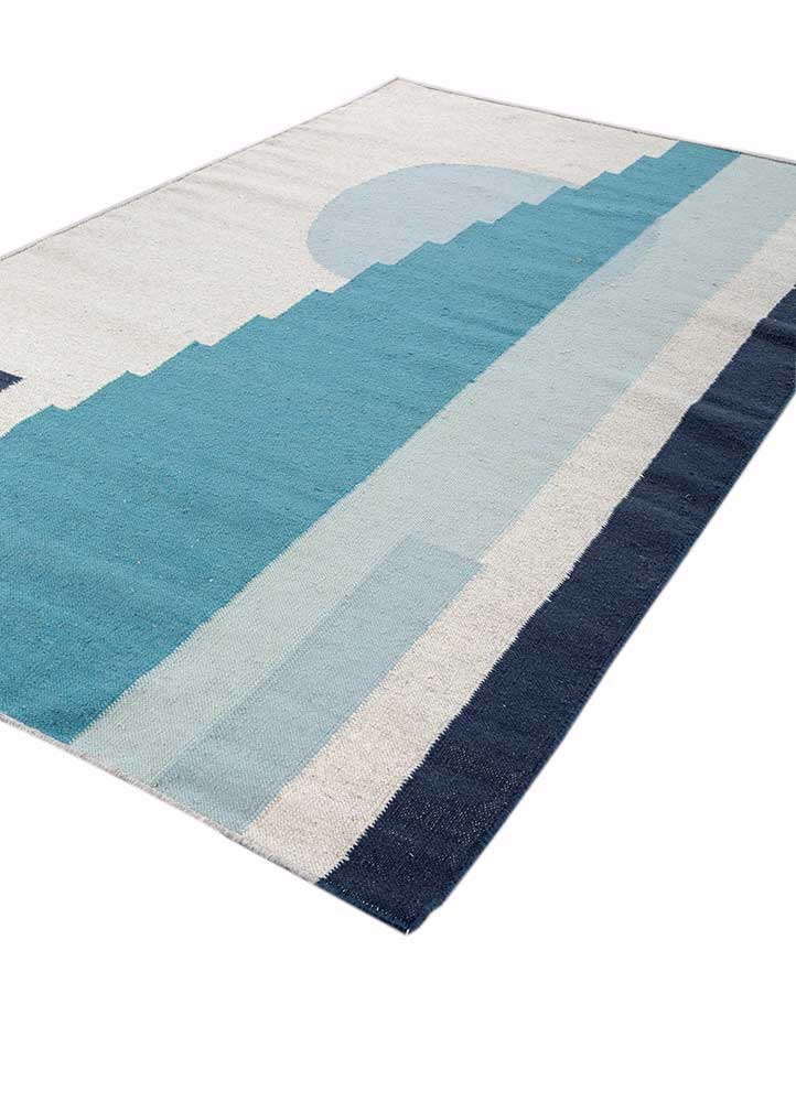 checkers ivory wool flat weaves Rug - FloorShot