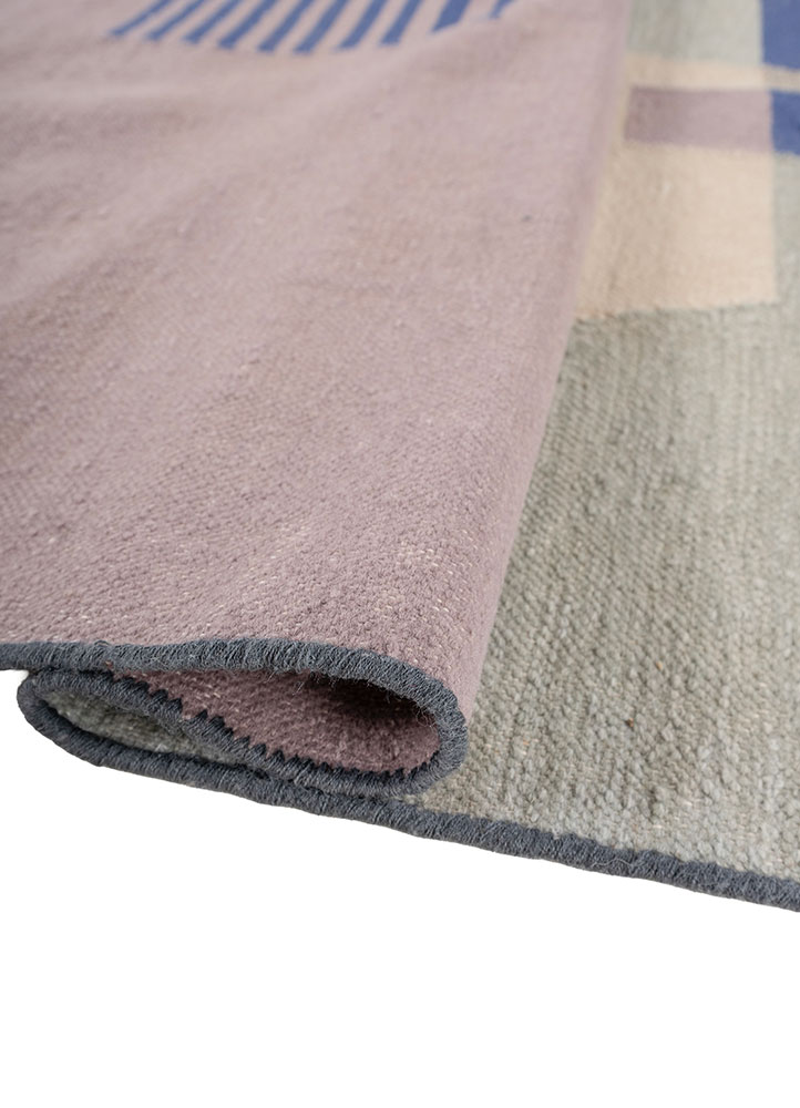 checkers ivory wool flat weaves Rug - FloorShot